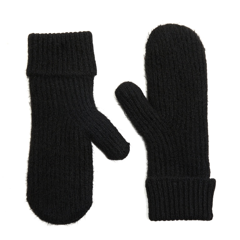 Rib-knit mittens "Fay Thumb" Black